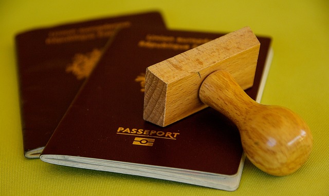 Passport ins Englische übersetzen: Kommunizieren Sie Ihre Identität 3 Ein Holzstempel befindet sich in einem Passheft.