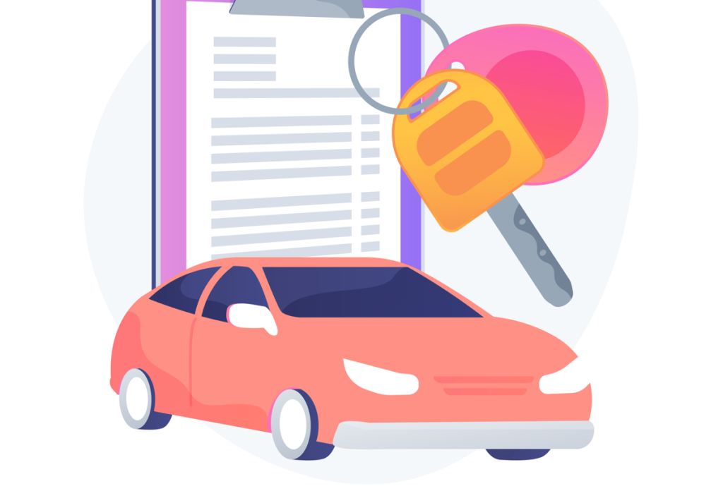 Illustration des Autovermietungsprozesses.