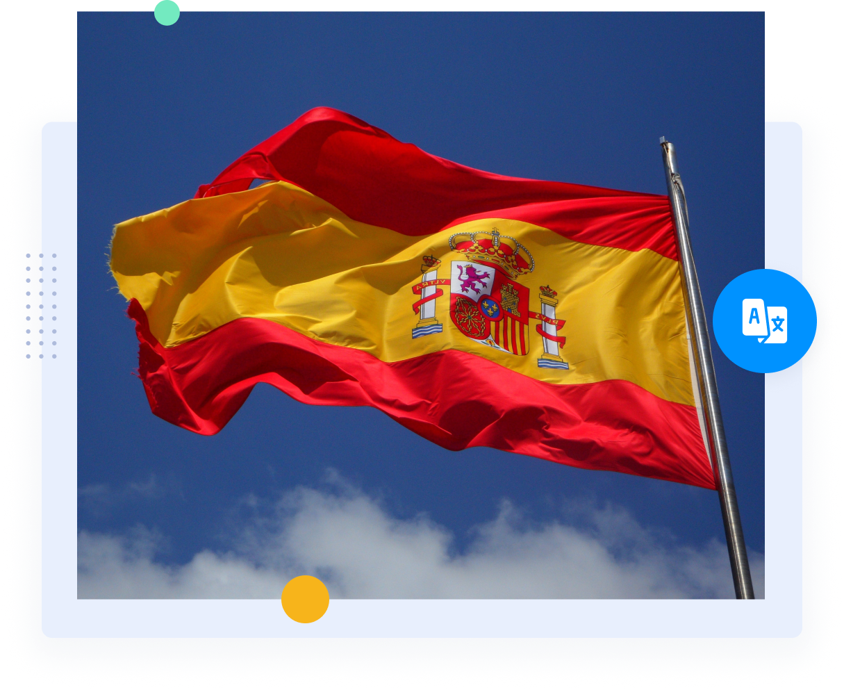 La bandera roja y amarilla de España representa a los traductores profesionales de español y los servicios de traducción.