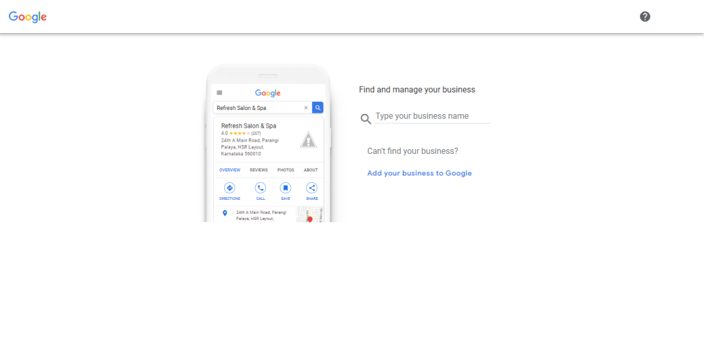 Capture d'écran de Rapid Translate de la page de création d'un profil d'entreprise Google.