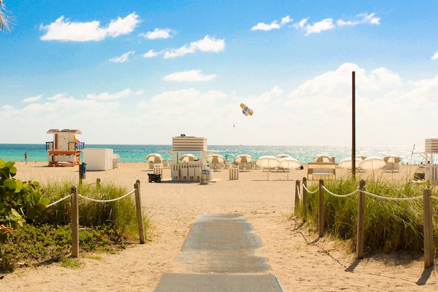 A Miami beach on a sunny day.