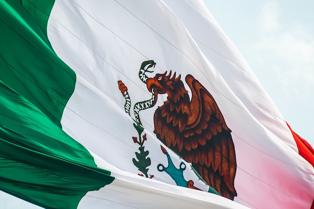 A close-up image of the flag of Mexico