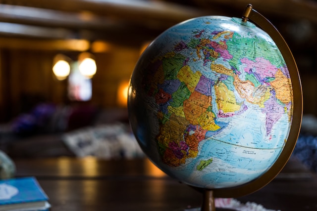 A globe placed on a table.