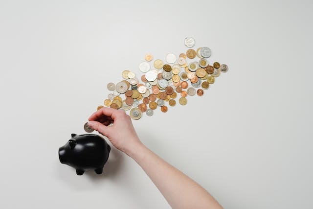 Person Putting Coin in a Piggy Bank.