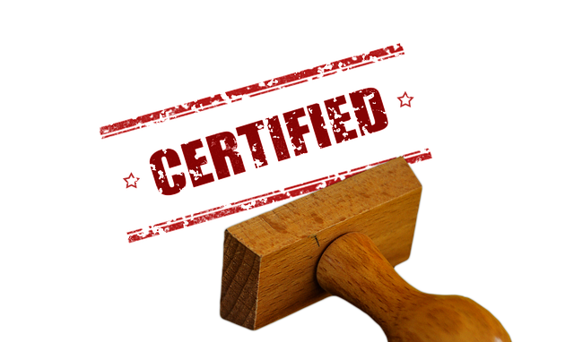 A certification stamp that says “certified.”.
