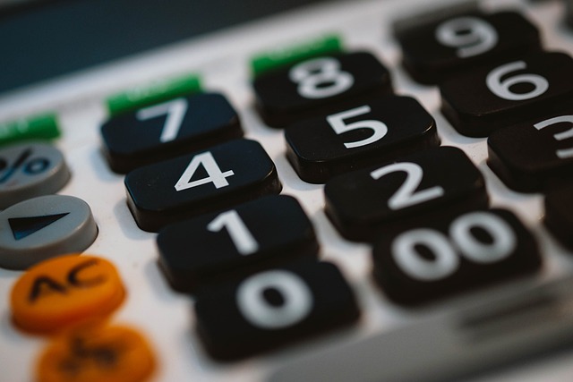  Close-up view of a calculator button.
