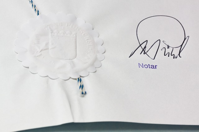 A document with a notary’s signature.
