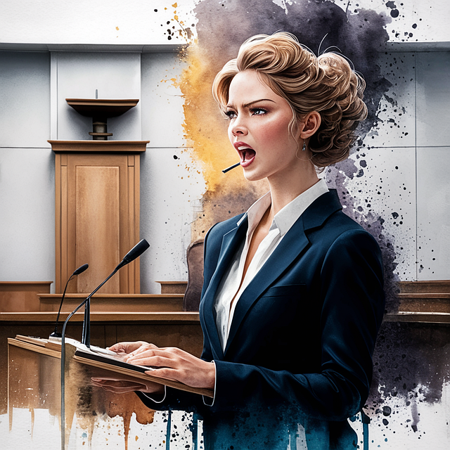 Sworn Interpreter: The Legal Official Language Expert 6 An illustration of a person wearing a black suit speaking in a courtroom.