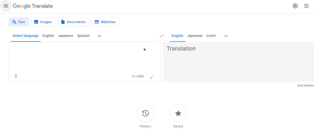 如何翻译 PDF:正确翻译的工具和步骤6 Rapid Translate 的谷歌翻译主页桌面截图。
