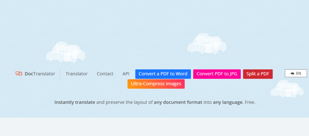 如何翻译 PDF:正确翻译的工具和步骤9 Rapid Translate 的 DocTranslator 主页桌面截图。
